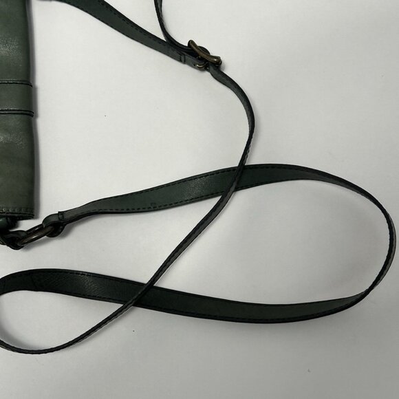 Vintage Fossil Green Leather Saddlebag Crossbody Medium Purse Butter Soft Clean - Picture 10 of 12